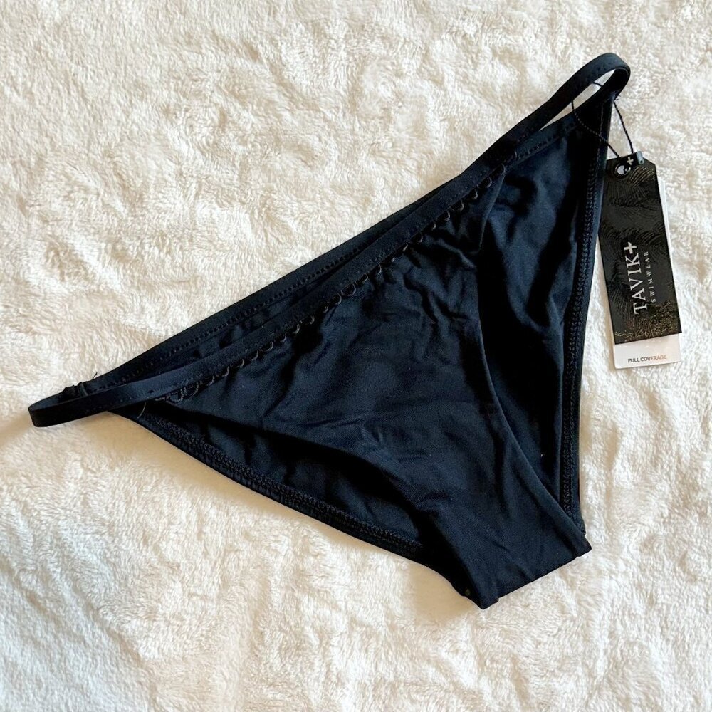 NWT Tavik Antic Black Full Swim Bottom with Scalloped Trim - Extra Small